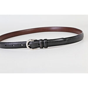 Vintage Coach Black Leather Skinny Waist Belt Classic Buckle Size M